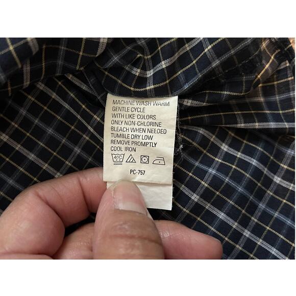 Arrow Blue Check Button-Down Shirt Mens Size XL 17-17 1/2 - Picture 4 of 6